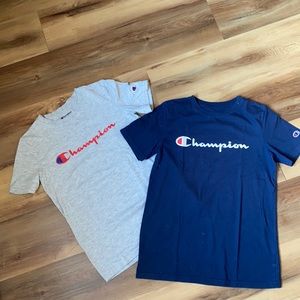 2 champion youth XL T-shirt’s one navy, one grey